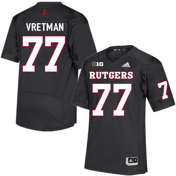 Men #77 Sam Vretman Rutgers Scarlet Knights College Football Jerseys Sale-Black